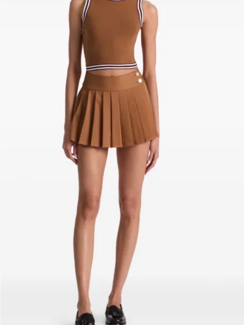 Alice and Olivia Noah Pleated Mini Skirt in Camel